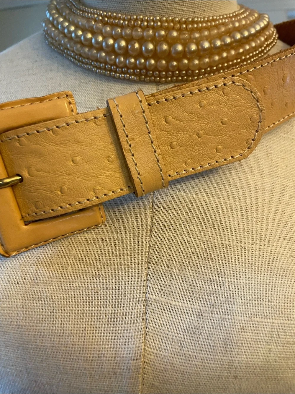 Axcess Pebbled Leather Wide Belt in Tan 28 in